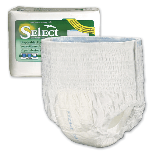 PRINCIPLE BUSINESS SELECT DISPOSABLE ABSORBENT UNDERWEAR - Underwear, Small Select DAU, 22"-36", 80-125 lbs, Capacity 14.5 fl oz, 22/bg, 4bg/cs | Quantity - 1x CS