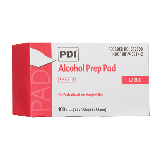 PDI ALCOHOL PREP PAD - Alcohol Prep Pad, Large, Sterile, 1.7 x 3.5, Applicator 2" x 3", 100/bx, 10 bx/cs (96 cs/plt) | Quantity - 1x CS
