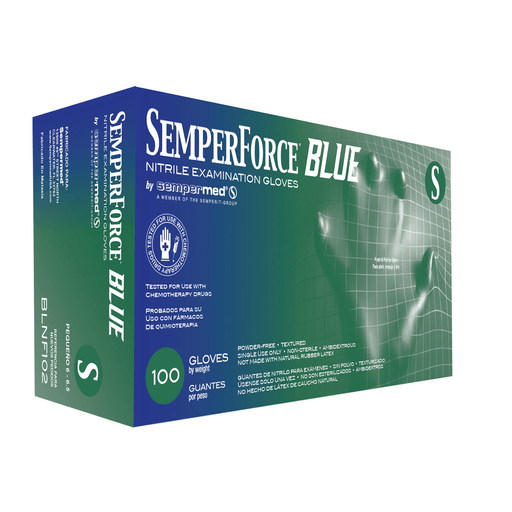 HARPS USA SEMPERFORCE NITRILE EXAM POWDER FREE TEXTURED GLOVE - Exam Glove, Nitrile, Small, Blue, 100/bx, 10 bx/cs | Quantity - 1x CS