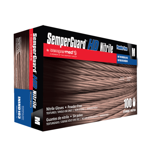 HARPS USA SEMPERGUARD HD GENERAL PURPOSE NITRILE GLOVE - General Purpose Glove, Nitrile, Powder-Free, Textured, Blue, Medium, 100/bx, 10 bx/cs | Quantity - 1x CS