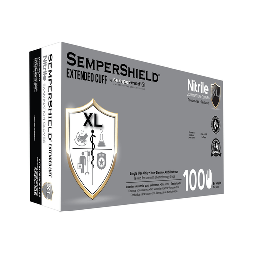 HARPS USA SEMPERSHIELD NITRILE EXTENDED CUFF EXAM GLOVE - Exam Glove, Nitrile, Extended Cuff, Powder-Free, Blue, X-Large, 100/bx, 10 bx/cs | Quantity - 1x CS