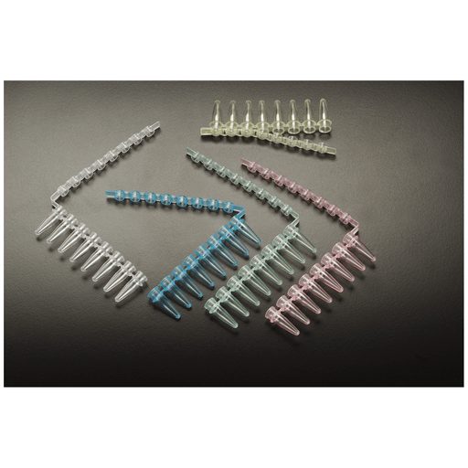 SIMPORT AMPLITUBE PCR REACTION STRIPS - Reaction Strip with Attached Individual Caps, Flat Cap, Green, 125/cs | Quantity - 1x CS