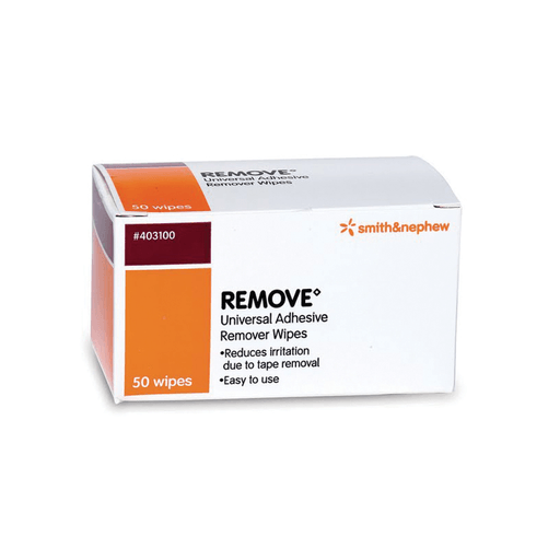 SMITH & NEPHEW REMOVE ADHESIVE REMOVER - Adhesive Remover Wipes, 50/pkg, 20 pkg/cs (HAZMAT Fees Apply, cannot ship via Air or to AK, GU, HI, MP, PR, VI) | Quantity - 1x CS