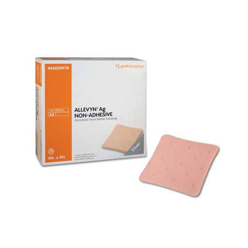SMITH & NEPHEW ALLEVYN AG NON-ADHESIVE DRESSINGS - Non-Adhesive Dressing, Hydrocellular, 4" x 4", 10/bx, 7 bx/cs | Quantity - 1x CS