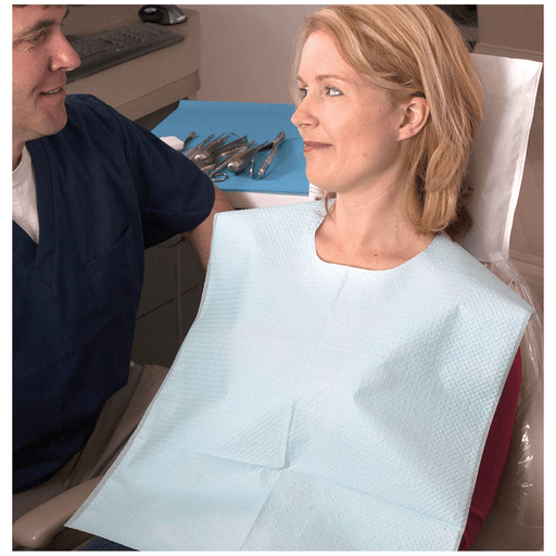 TIDI EVERYDAY SPECIALTY BIBS - Chainless Bib & Ties, 18" x 25", Blue, 250/cs (48 cs/plt) | Quantity - 1x CS