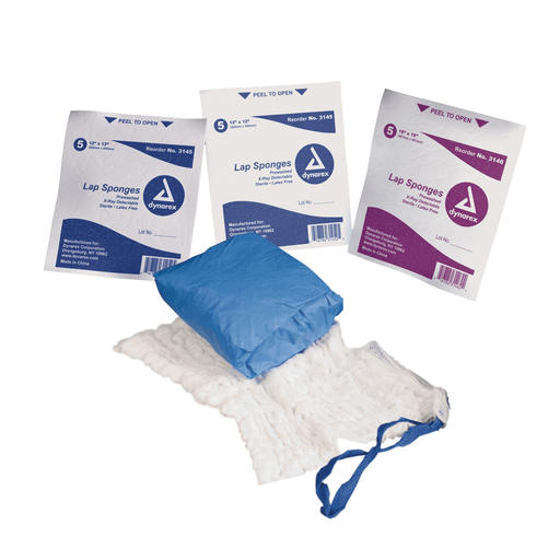 DYNAREX LAP SPONGES - Lap Sponge, 18" x 18", Pre-Washed, Sterile, 5/pk, 40/cs | Quantity - 1x CS