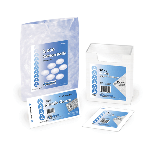 DYNAREX KRINKLE GAUZE ROLLS - Gauze Roll, Non-Sterile, 4" x 4.1 yds, 6-Ply, Bulk, 100/cs | Quantity - 1x CS