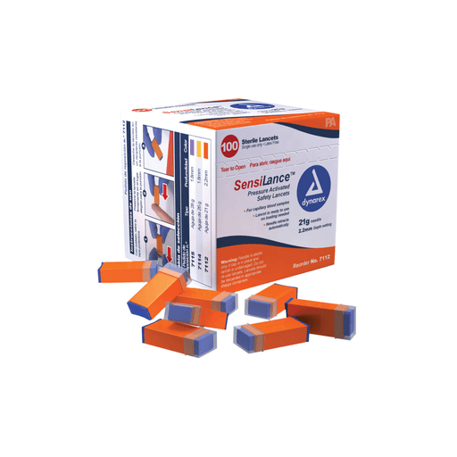 DYNAREX SENSILANCE SAFETY LANCET - Safety Lancet, Button Activated, 21G, Sterile, 100/bx, 10 bx/cs | Quantity - 1x CS