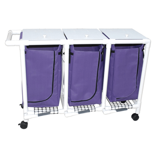 MJM LINEN HAMPERS "200" SERIES - Space Saving Single Hamper, Mesh Bags (33 Gal Capacity, Plastic Bag) 3" Twin Nylon Casters, Zipper Opening | Quantity - 1x EA