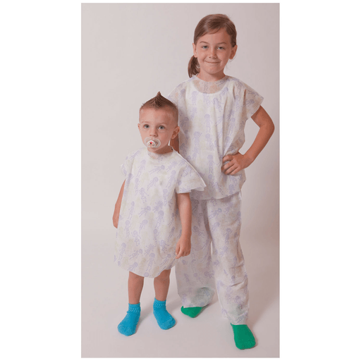 ENCOMPASS PATIENT GOWN - Gown, Pediatric, Limited Use, Short Sleeve, Velcro Neck Closure, 5-8 Years, Blue, 25/bg, 4 bg/cs | Quantity - 1x CS