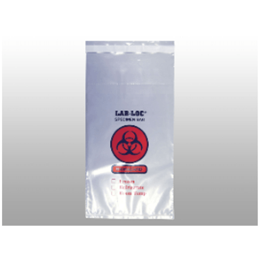 LK PACKAGING TAMPER EVIDENT BAGS - Transfer Bag, 3 Wall Specimen, Biohazard, Adhesive Closure, Clear, 2 mil, 15" x 17", 500/cs | Quantity - 1x CS