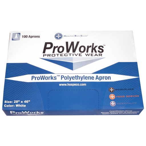 HOSPECO PROWORKS DISPOSABLE APRONS - Polyethylene Apron, 28" x 46", 500/cs | Quantity - 1x CS