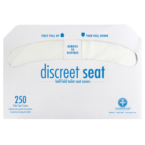 HOSPECO DISCREET SEAT TOILET SEAT COVER - Toilet Seat Cover, Half Fold, 250/pk, 20 pk/cs | Quantity - 1x CS