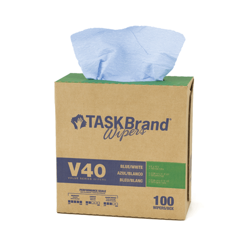HOSPECO TASKBRAND VALUE SERIES WIPES - DRC - Taskbrand V40 HW DRC, Interfold, Dispenser, Blue, 9" x 16.5", 100/bx, 9 bx/cs | Quantity - 1x CS