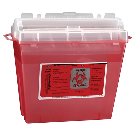 BEMIS SHARPS CONTAINERS - Sharps Container, 2 Gal, Translucent Red, 30/cs | Quantity - 1x CS