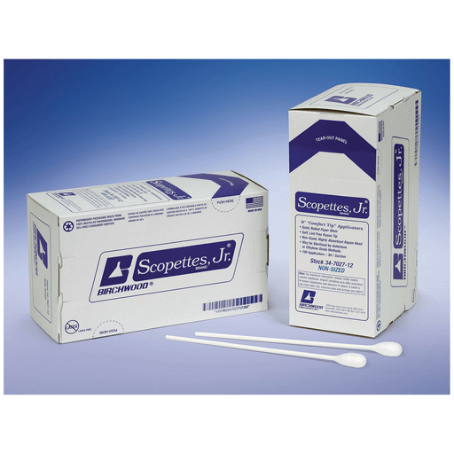 BIRCHWOOD SCOPETTES JR LARGE-TIP APPLICATORS - Single Ended Swab, 8", Paper Handle, 500/cs | Quantity - 1x CS
