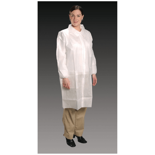 ALPHA PROTECH CRITICAL COVER ALPHAGUARD LAB COATS - Lab Coat, Medium, White, Tapered Collar, Knit Cuff, 30/cs **Manufacturer Backorder - Inventory Limited when Available** | Quantity - 1x CS