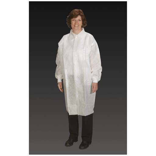 ALPHA PROTECH NUTECH LAB COATS - Lab Coat, Large/ X-Large, White, Tapered Collar, Elastic Wrist, 25/cs | Quantity - 1x CS