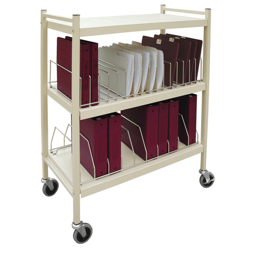 OMNIMED BEAM OMNICART CHART RACKS - Standard Omnicart For Binders, 2" Spine, Holds 10 Ring Binders Per Shelf, Chart Rack, 3 Shelves, 2 Organizers, 20 Capacity, 43"H x 34"W x 17"D | Quantity - 1x EA