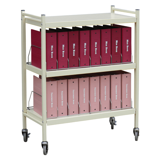 OMNIMED BEAM OMNICART CHART RACKS - Standard Omnicart For Binders, 2" Spine, Holds 10 Ring Binders Per Shelf, Chart Rack, 3 Shelves, 2 Organizers, 20 Capacity, 43"H x 34"W x 17"D | Quantity - 1x EA