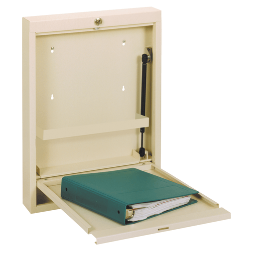 OMNIMED BEAM SLIMLINE WALL DESKS - Single Size Wall Desk, Manual Close Door & Flat Key, Beige, 23"H x 18"W x 3"D | Quantity - 1x EA