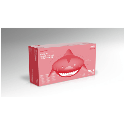 VENTYV CORE 3.5 NITRILE GENERAL PURPOSE GLOVES (SHARK) - Glove, General Purpose, Nitrile, Poly Coated, Textured, Powder-Free (PF), Medium, Black, 100/bx, 10 bx/cs (96 cs/plt) (Not for use in Healthcare) | Quantity - 1x CS