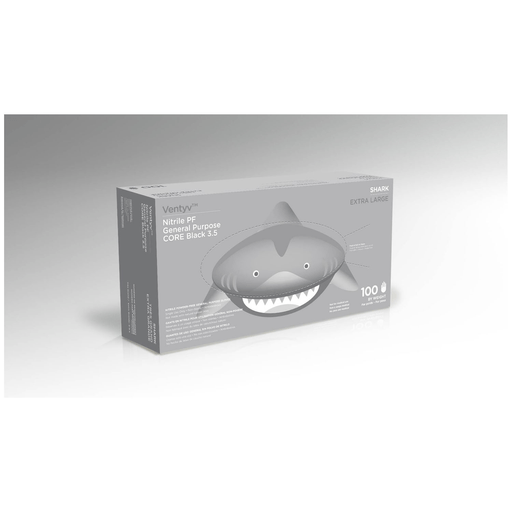 VENTYV CORE 3.5 NITRILE GENERAL PURPOSE GLOVES (SHARK) - Glove, General Purpose, Nitrile, Poly Coated, Textured, Powder-Free (PF), Medium, Black, 100/bx, 10 bx/cs (96 cs/plt) (Not for use in Healthcare) | Quantity - 1x CS