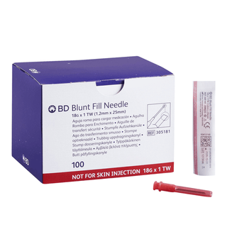 Needles, Blunt Fill, 18G x 1", Blunt Fill | (100 EA/PK, 10 PK/CS) | Quantity - 1x BX100