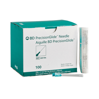 Needles, Hypodermic, 23G x 1 1/2", Regular Bevel, Sterile | Non-safety (100 EA/BX, 10 BX/CS) | Quantity - 1x BX100