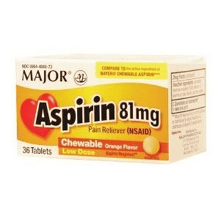 OTC | Aspirin, 36 Chewable Tablets, 81 mg,  (BT) | Quantity - 1x Bottle