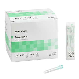 Needles, Hypodermic, 21 g x 1", Thin Wall | Non-safety (100 EA/BX | 10 BX/CS) | Quantity - 1x BX100