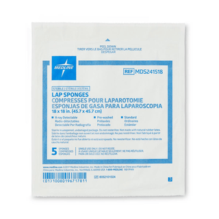 Laparotomy Sponges, Sterile, 18" x 18", X-Ray Detectable (5 EA/PK | 40 PK/CS) | Quantity - 1x PK5