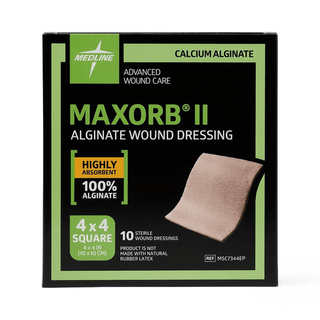 Dressings, Silver Calcium Alginate, 4" x 4", Maxsorb II | Educational Packaging | (10 EA/BX | 5 BX/CS) | Quantity - 1x BX10