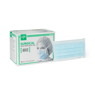 Surgical Mask, With Ties, Standard, Blue (50 EA/BX | 6 BX/CS) | Quantity - 1x BX50