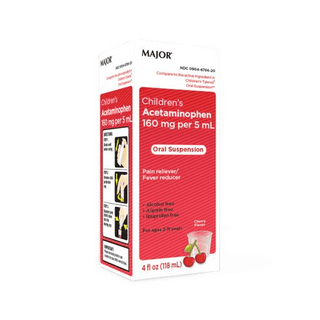 OTC | Children's Liquid Acetaminophen, Oral Suspension, Aspririn-Free, Cherry, 160 mg | 4 fl oz. (BT) | Quantity - 1x Bottle