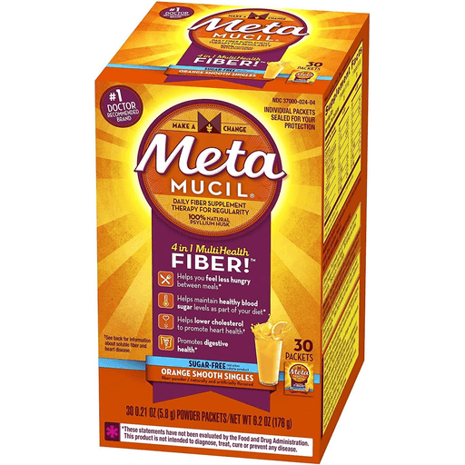 OTC | Fiber Supplements, Psyllium | Sugar-Free Packets, 0.21 oz, Orange Smooth, Metamucil (30 PK/BX | 12 BX/CS) | Quantity - 1x BX30
