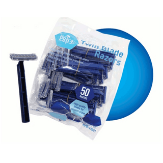 Razors, Twin Blade, Blue, Clear Pastic Guard (50 EA/BX | 6 BX/CS) | Quantity - 1x CS6