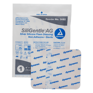 SiliGentle™ AG Silver Silicone Foam Dressing - 6 x 6in | Quantity - 1x CS