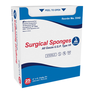 X-Ray Detectable Surgical Gauze Sponge Sterile 4" x 4" | Quantity - 1x CS