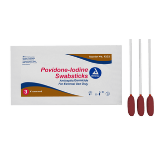 Povidone-Iodine Swabsticks- 3 swabsticks per packet | Quantity - 1x CS