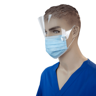 Procedure Face Mask with Ear Loop & Plastic Shield - Blue | Quantity - 1x CS