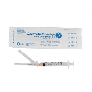 SecureSafe™ Syringe with Safety Needle - 3cc - 25G, 5/8" needle | Quantity - 1x CS