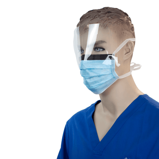 Surgical Face Mask with Ties & Plastic Shield - Blue | Quantity - 1x CS