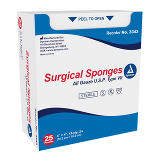 X-Ray Detectable Surgical Gauze Sponge Sterile 4" x 4" | Quantity - 1x CS