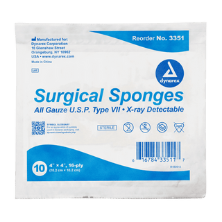 X-Ray Detectable Surgical Gauze Sponge Sterile 4" x 4" | Quantity - 1x CS