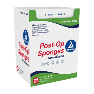 Post-Op Sponge 4 Ply Sterile 2's, 4" x 4" | Quantity - 1x CS