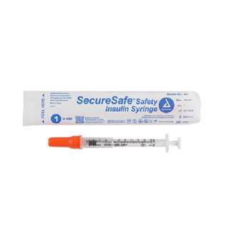 SecureSafe™ Safety Insulin Syringe - 1cc - 29G, 1/2" needle | Quantity - 1x CS