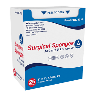 X-Ray Detectable Surgical Gauze Sponge Sterile 4" x 4" | Quantity - 1x CS