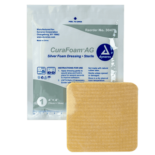 CuraFoam™ AG Silver Foam Dressing - 4"x4" | Quantity - 1x CS