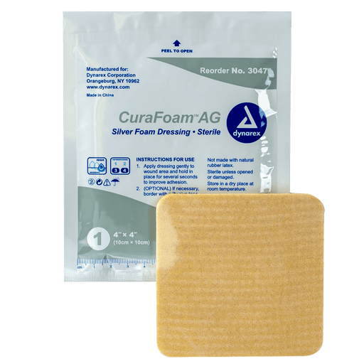 CuraFoam AG - Silver Foam Dressing, 4" x 4", 10/10/cs | Quantity - 1x CS